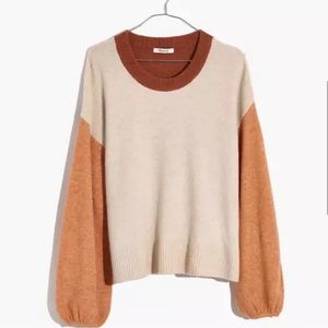 Madewell Peyton Neutral Color Blocked Sweater